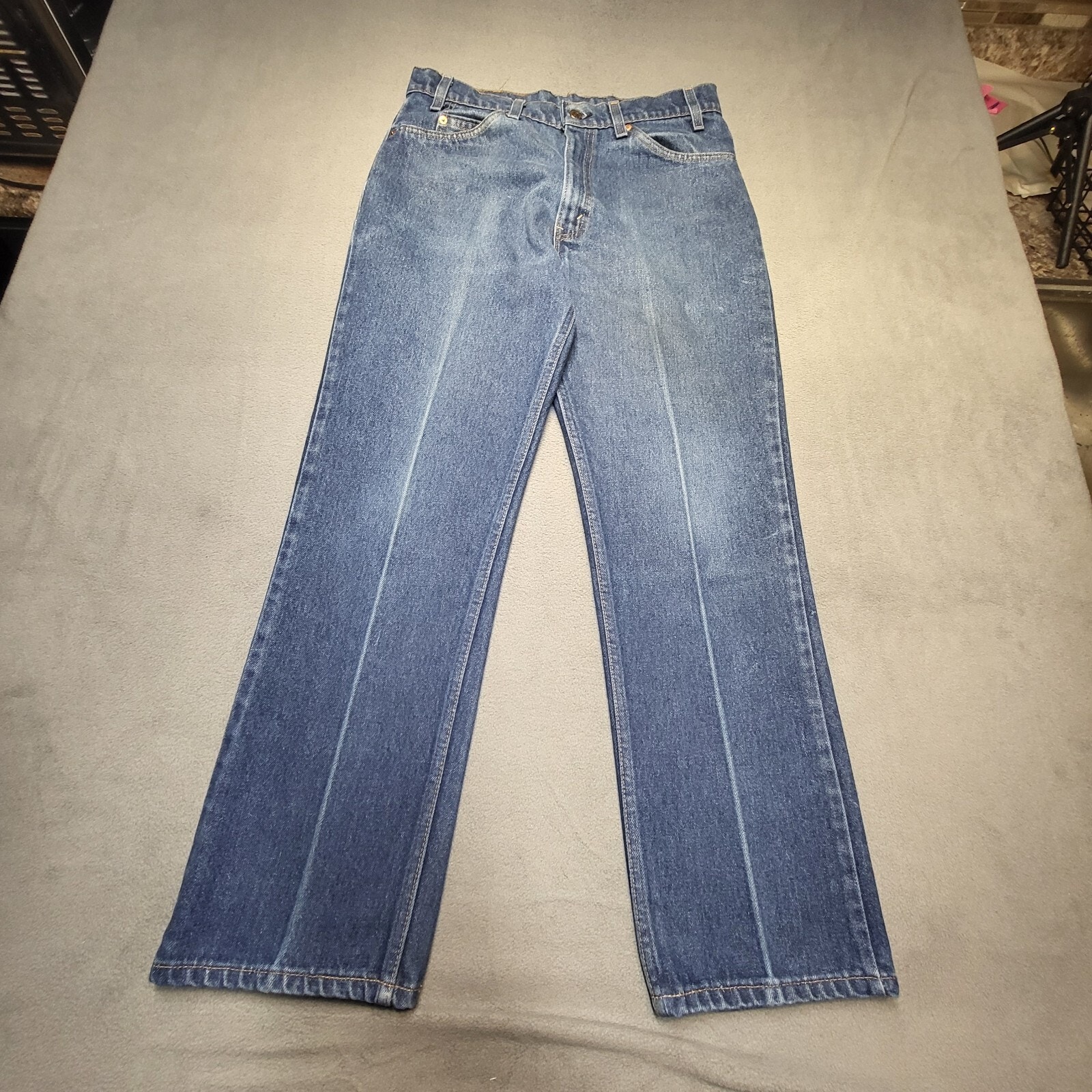 Vintage 70s Levis Jeans Mens 32x29 Blue Straight Leg Orange Tab Distreessed